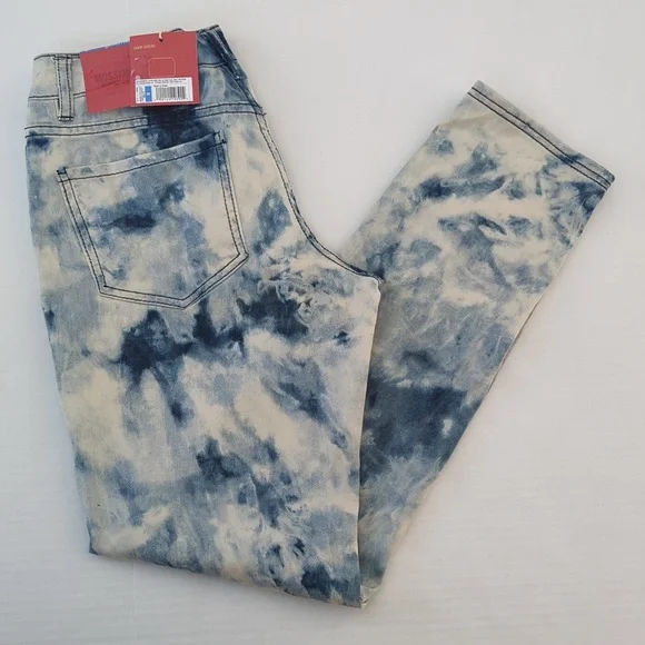 NWT Mossimo Tie Dye Fit 6 Coupe 6 Super Stretch Denim Legging Junior 9 Blue Boho - Picture 2 of 16